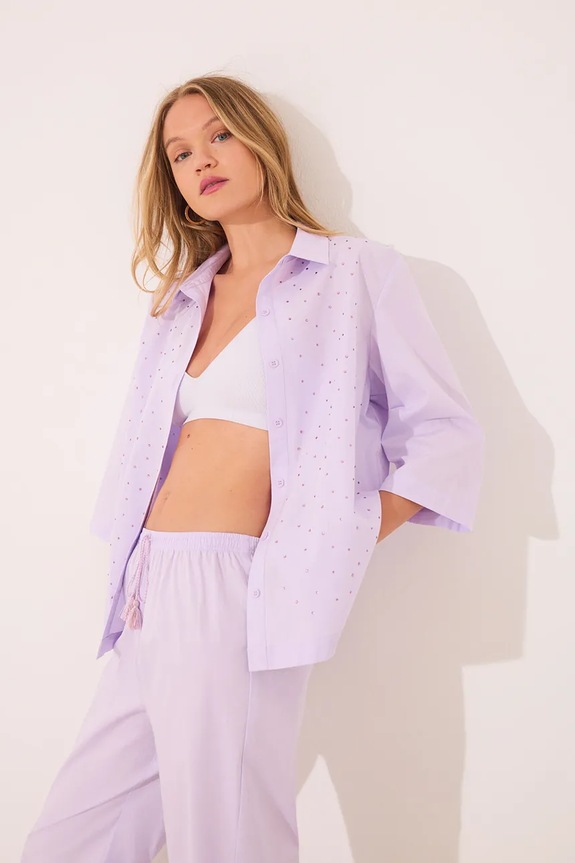 Πιτζάμα women'secret 3592401 μωβ AW25