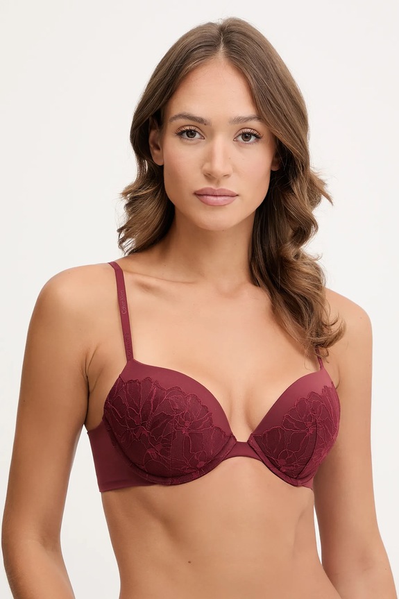 Podprsenka Calvin Klein Underwear jednofarebný burgundské LV00QF8442