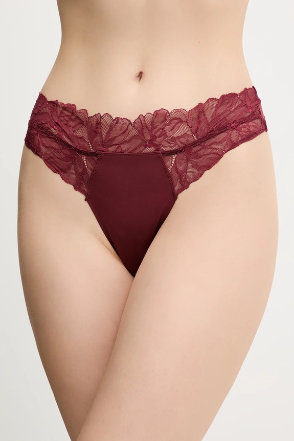 Calvin Klein Underwear chiloți g-string de damă uni burgundia LV00QF8444