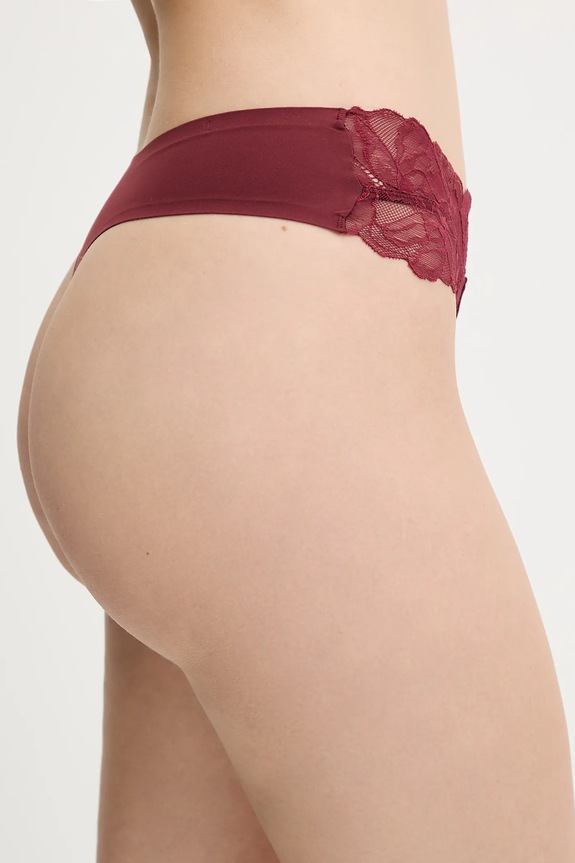 Calvin Klein Underwear chiloți g-string de damă LV00QF8444 burgundia SS26
