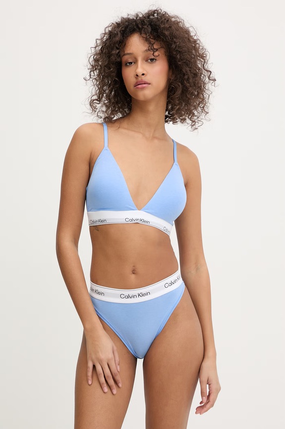 Calvin Klein Underwear trojuholníková podprsenka s bavlnou LV00QF8498 modrá SS26