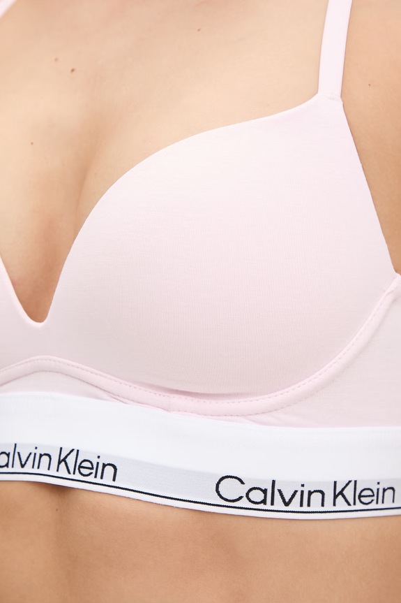 Oblečenie Calvin Klein Underwear podprsenka plunge s bavlnou LV00QF8502 ružová