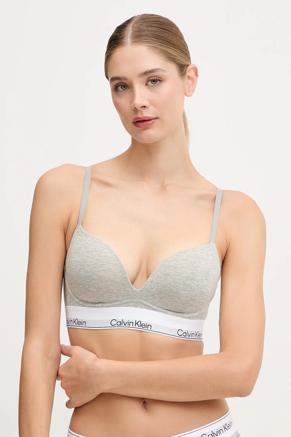 Calvin Klein Underwear plunge grudnjak s pamukom pletivo siva LV00QF8502