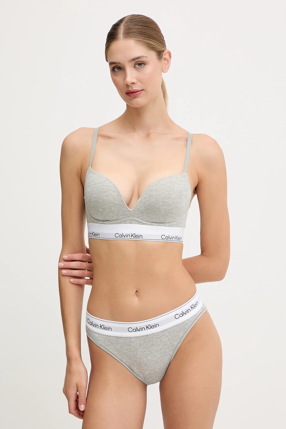 Calvin Klein Underwear plunge grudnjak s pamukom LV00QF8502 siva AA00