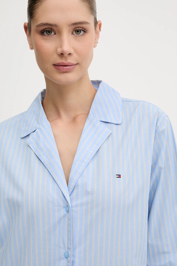 Tommy Hilfiger koszula nocna bawełniana niebieski UW0UW06082