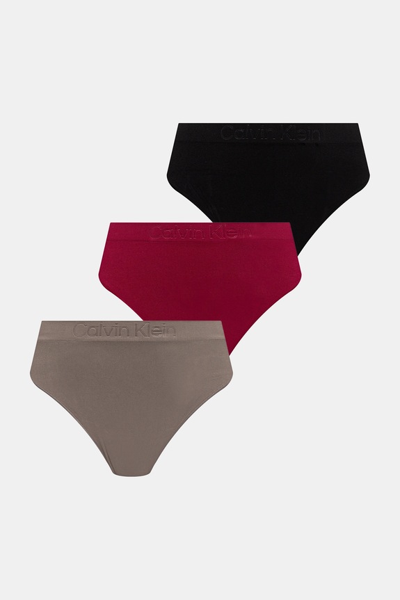 Calvin Klein Underwear stringi damskie 3-pack dzianina brązowy LV00QD5211