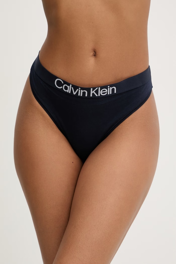 Calvin Klein Underwear στρινγκ γυναικεία βαμβακερά με ελαστάν σκούρο μπλε LV00QD5292
