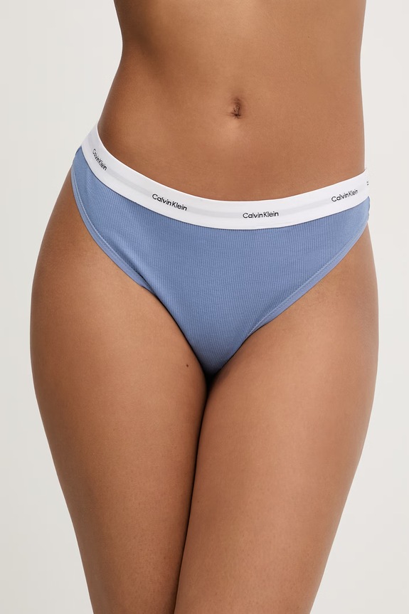 Calvin Klein Underwear tangá dámske s bavlnou modrá LV00QD5357