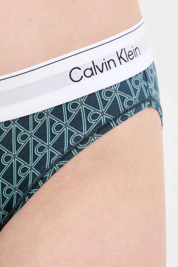 Calvin Klein Underwear chiloți full brief de damă cu bumbac verde LV00QF8520