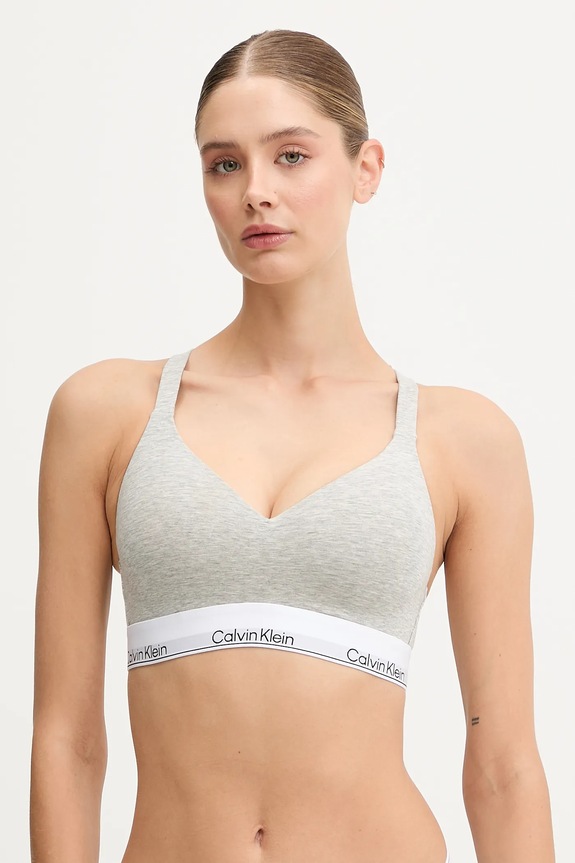 Calvin Klein Underwear bralette s pamukom pletivo siva LV00QF8500