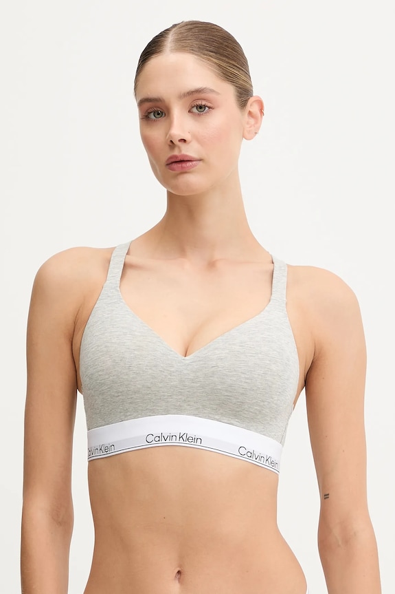 Calvin Klein Underwear bralette s pamukom pletivo siva LV00QF8500