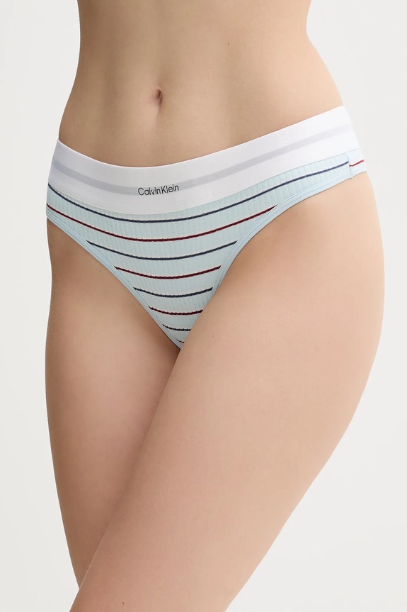 Calvin Klein Underwear stringi dzianina niebieski LV00QF8023