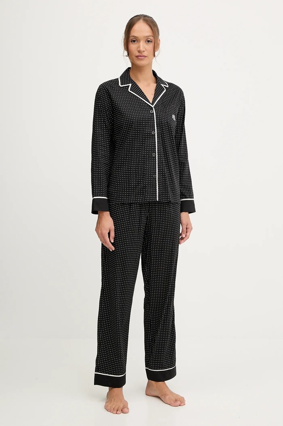 Lauren Ralph Lauren piżama tkanina czarny ILN92439