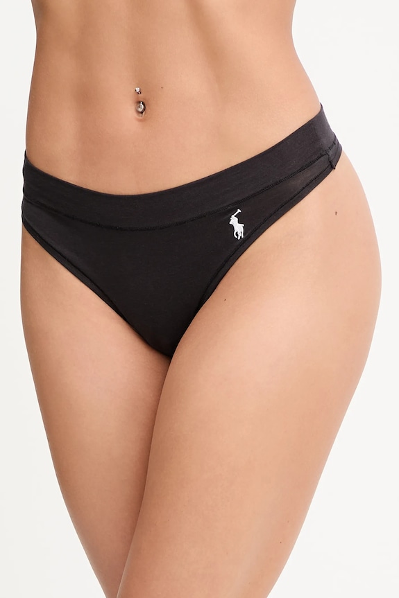 Polo Ralph Lauren stringi damskie bawełniane z elastanem dzianina czarny 4P0511