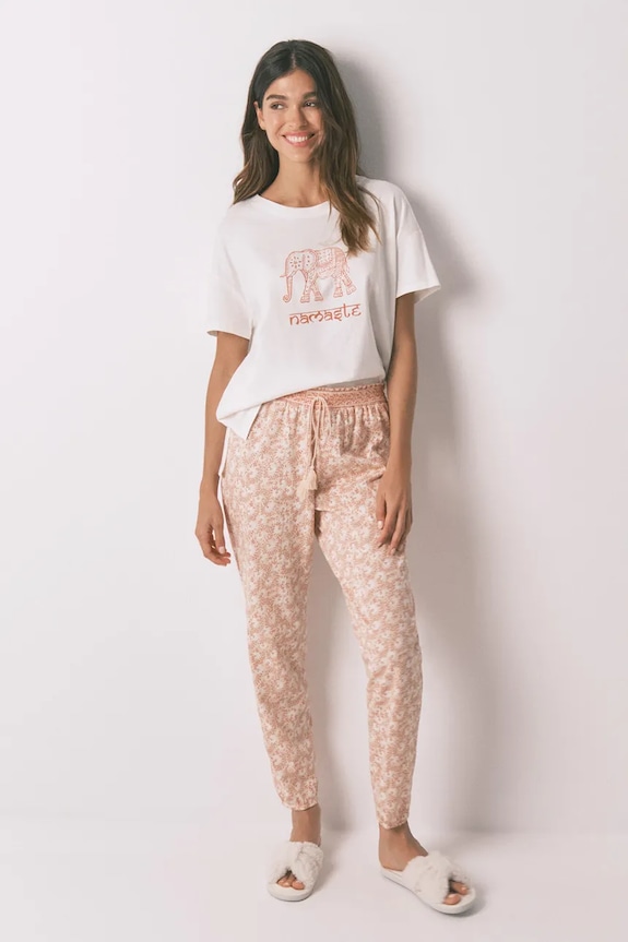 women'secret pantaloni pijama bumbac 3702250 portocaliu AW25