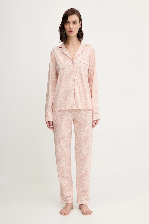 women'secret piżama bawełniana wzorzyste pomarańczowy 4852096