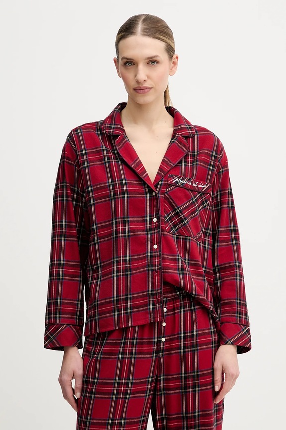 Abercrombie & Fitch cămașă de pijama munte burgundia KI146.5097.556