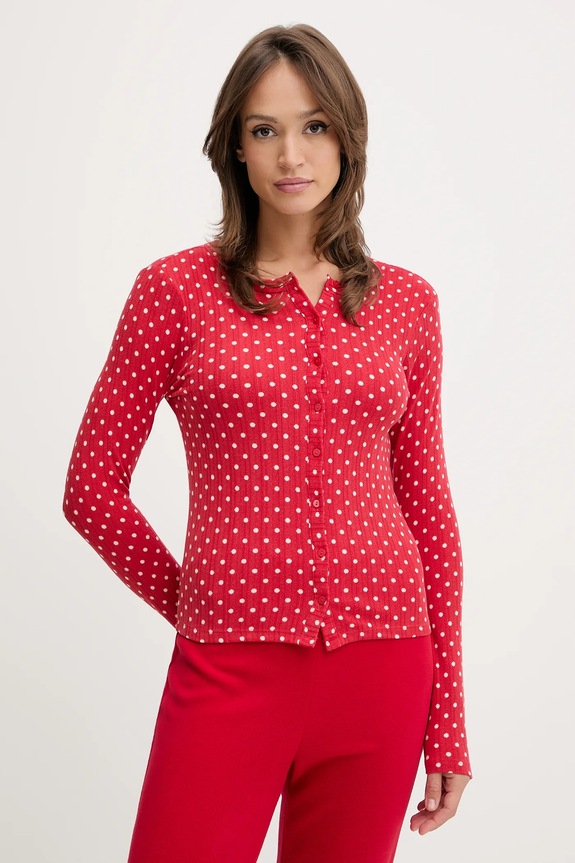 Abercrombie & Fitch longsleeve piżamowy dzianina czerwony KI146.5107.500
