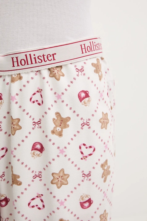 Παντελόνι πιτζάμας Hollister Co. λευκό KI346.5098.118