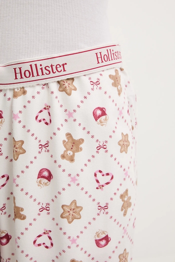Παντελόνι πιτζάμας Hollister Co. λευκό KI346.5098.118