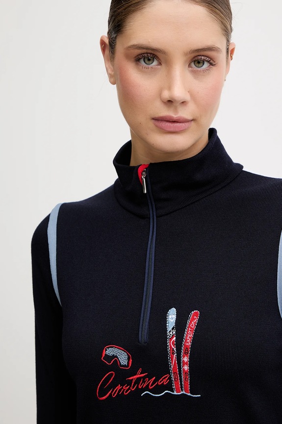 Funkcionalna majica dugih rukava s dodatkom vune Newland LADY WOOL T-NECK mornarsko plava N46864.8