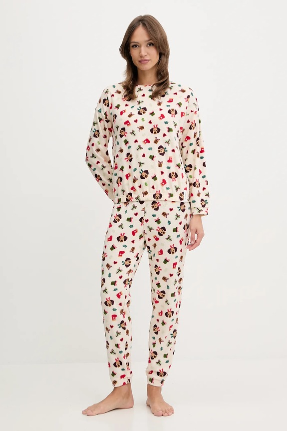 Pyžamové tričko s dlhým rukávom United Colors of Benetton 39EZ3M087 béžová AW25