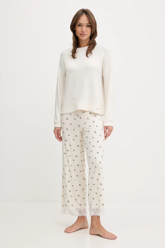 Pyžamové tričko s dlhým rukávom United Colors of Benetton 3Q413M08A béžová AW25