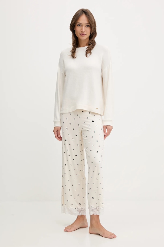 Pyžamové tričko s dlhým rukávom United Colors of Benetton 3Q413M08A béžová AW25