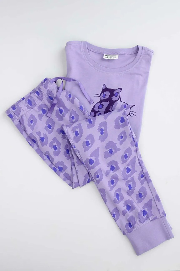 Παιδικό βαμβακερό σετ πιτζάμας Coccodrillo ZC5448102PJS μωβ