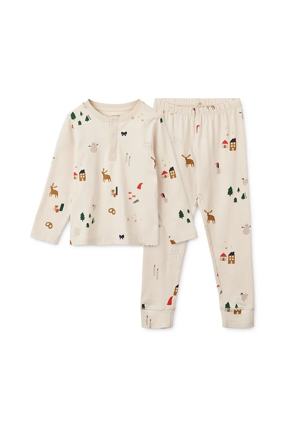 Liewood piżama dziecięca Wilhelm Printed Pyjamas Set komplet beżowy LW20361.9BYA