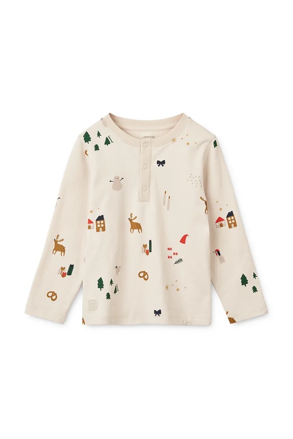 Liewood piżama dziecięca Wilhelm Printed Pyjamas Set LW20361.9BYA beżowy AW25