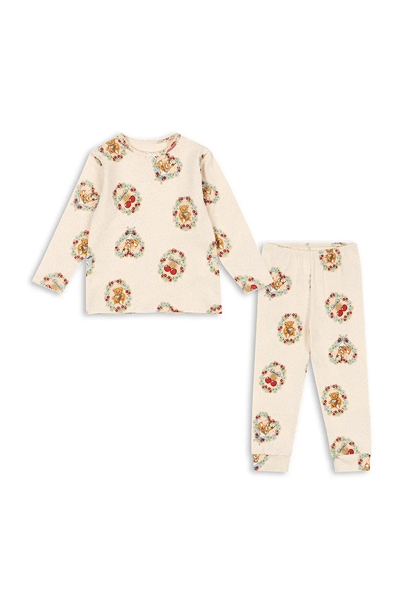 Dječja pidžama Konges Sløjd BASIC BLOUSE/PANTS SET GOTS KS104214.9BYA bež AW25