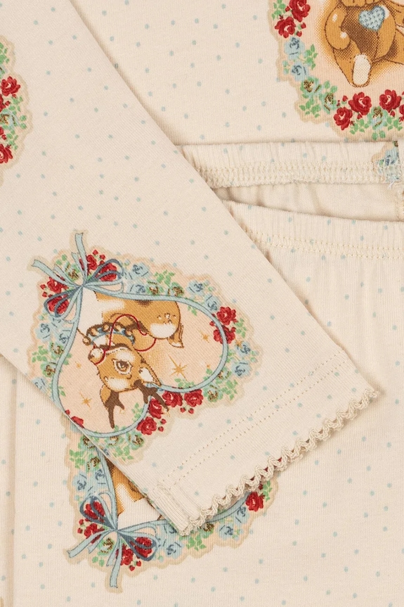 Dječja pidžama Konges Sløjd BASIC BLOUSE/PANTS SET GOTS bež KS104214.9BYA