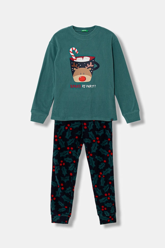 Detské pyžamo United Colors of Benetton sada zelená 3I470P09H.G.Seasonal