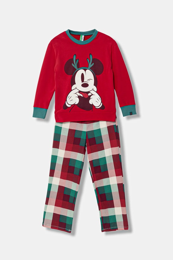 Detské bavlnené pyžamo United Colors of Benetton potlač červená 3P050P09K.G.Seasonal