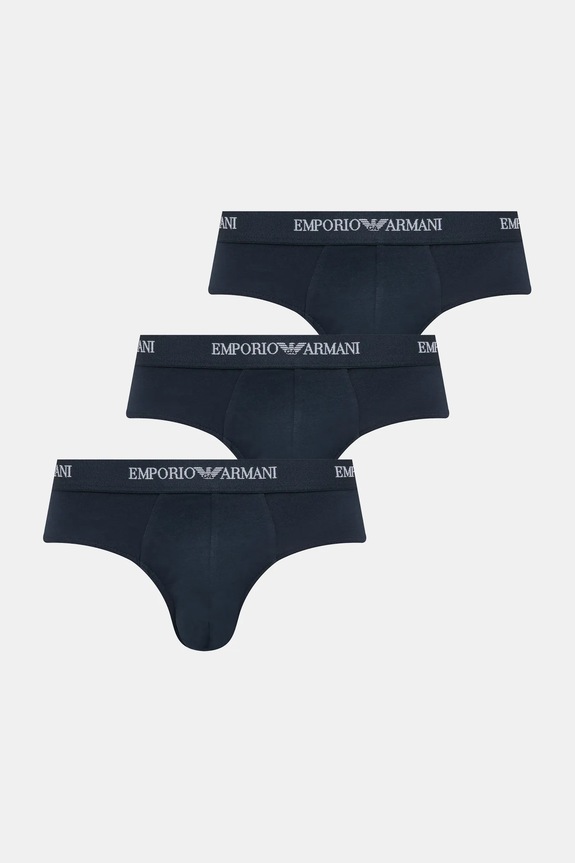 Σλιπ Emporio Armani Underwear 3-pack πλεκτό ύφασμα σκούρο μπλε EM000258.AF14132
