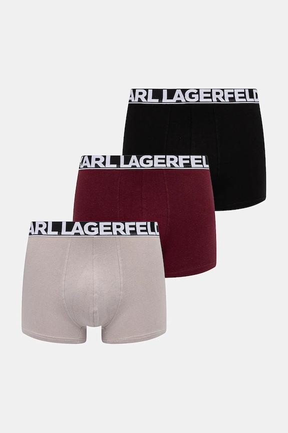 Karl Lagerfeld boxeri bărbați din bumbac cu elastan pachet de 3 boxeri burgundia A3M47010