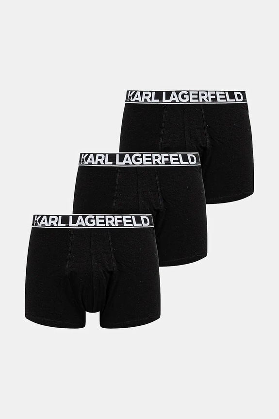 Karl Lagerfeld boxerky pánske bavlnené s elastanom 3-pak pletenina čierna A3M47010