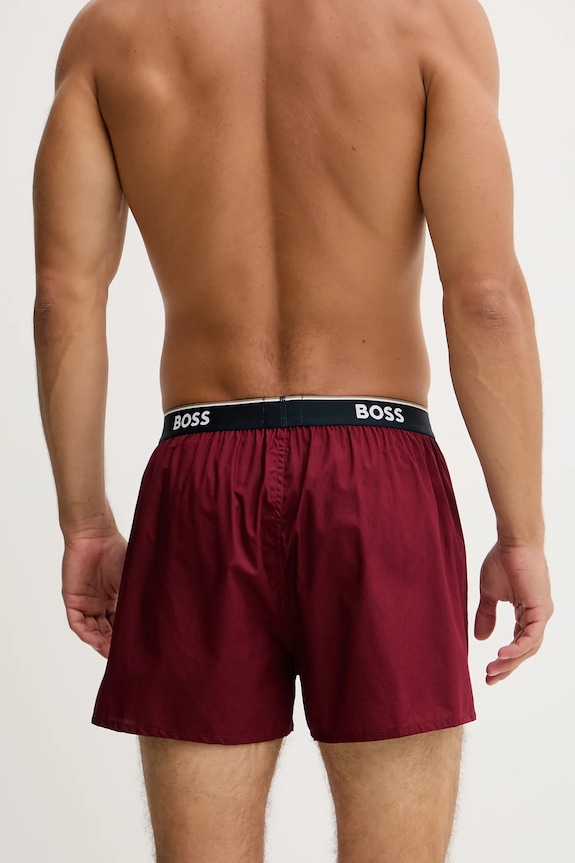 BOSS boxeri bărbați din bumbac 2P Boxer Shorts EW pachet de 2 50545913 burgundia