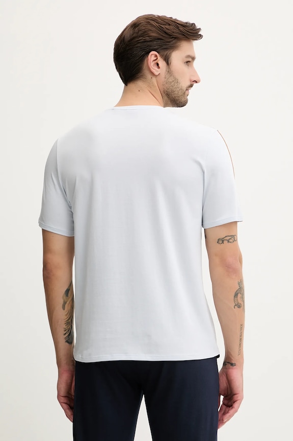 Îmbrăcăminte BOSS tricou loungewear bărbătesc din bumbac cu elastan Unique T-Shirt 50545930 albastru
