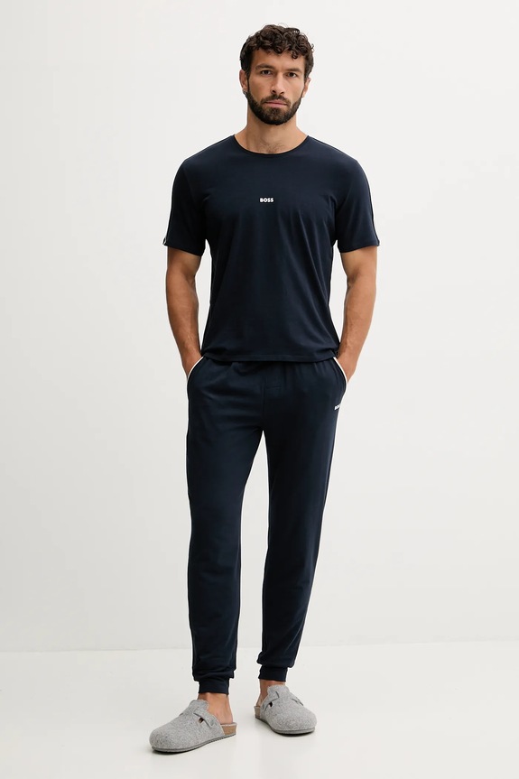 BOSS maglietta loungewear da uomo in cotone con elastan Unique T-Shirt 50545930 blu navy SS26