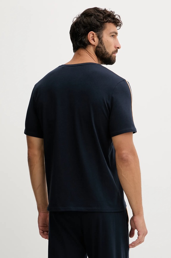 Abbigliamento BOSS maglietta loungewear da uomo in cotone con elastan Unique T-Shirt 50545930 blu navy