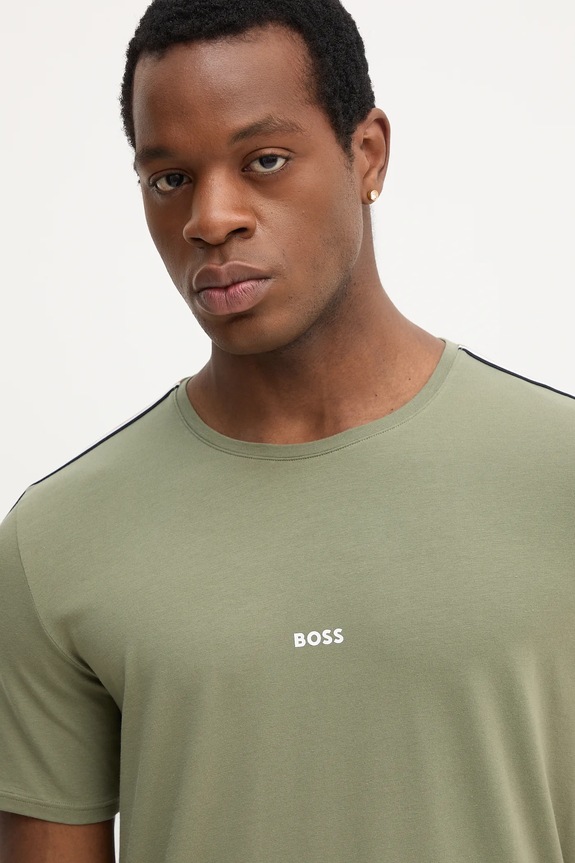 Abbigliamento BOSS maglietta loungewear da uomo in cotone con elastan Unique T-Shirt 50545930 verde