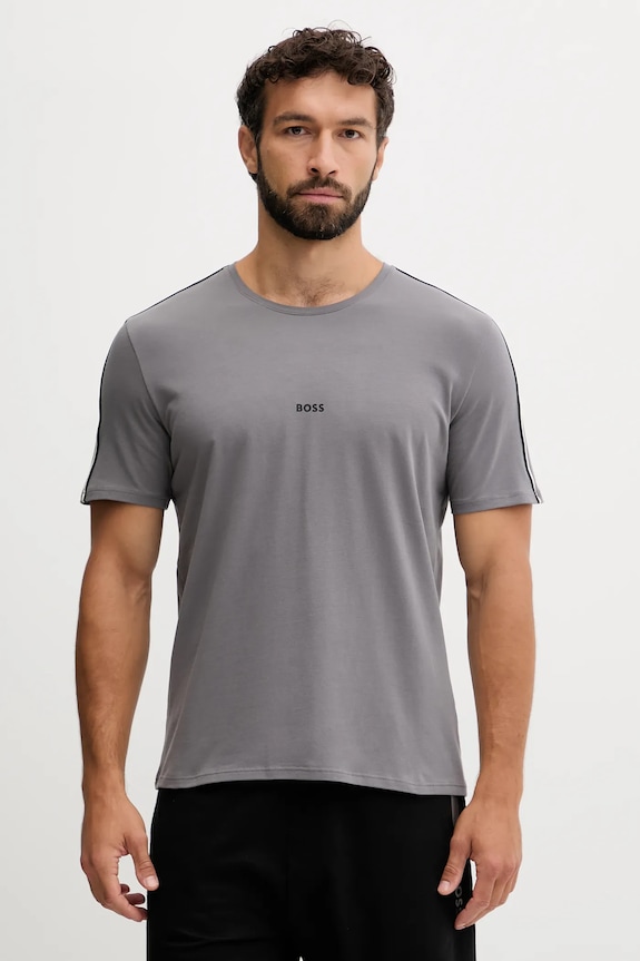 BOSS longue férfi pamut elasztánnal Unique T-Shirt szürke 50545930