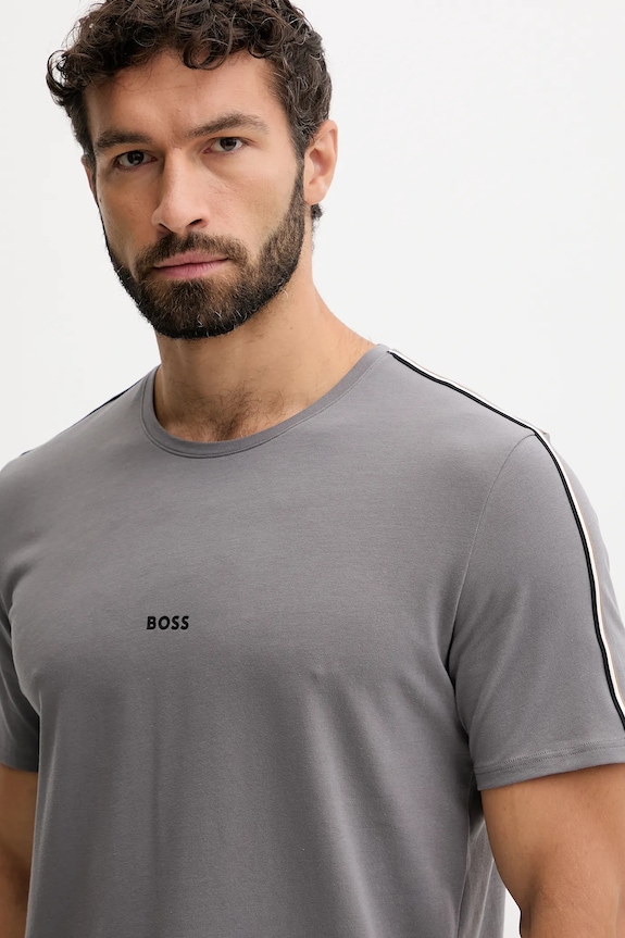 BOSS longue férfi pamut elasztánnal Unique T-Shirt szürke 50545930