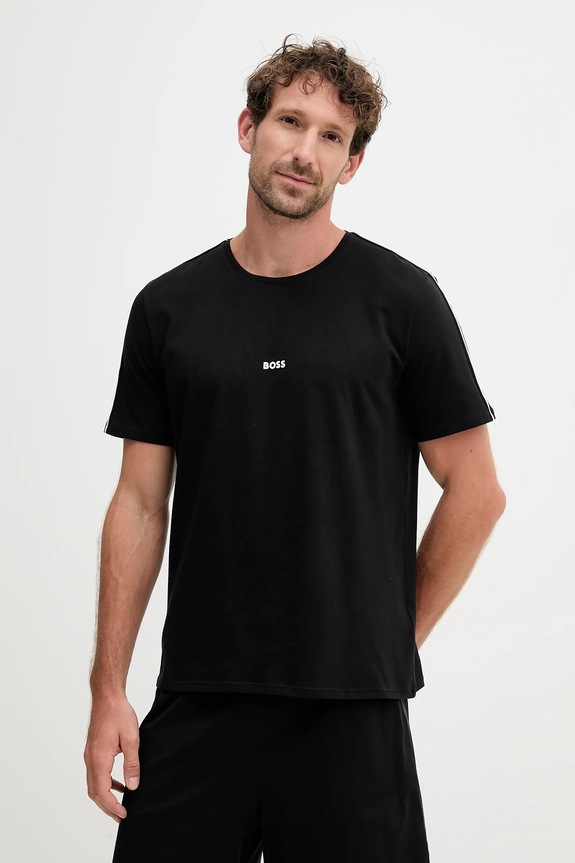 BOSS longue férfi pamut elasztánnal Unique T-Shirt elasztánnal fekete 50545930