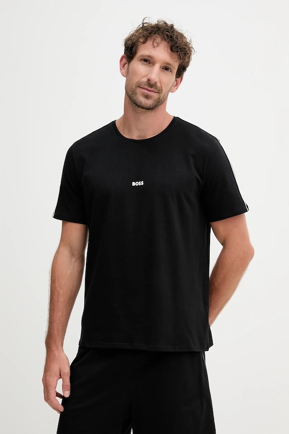 BOSS longue férfi pamut elasztánnal Unique T-Shirt elasztánnal fekete 50545930