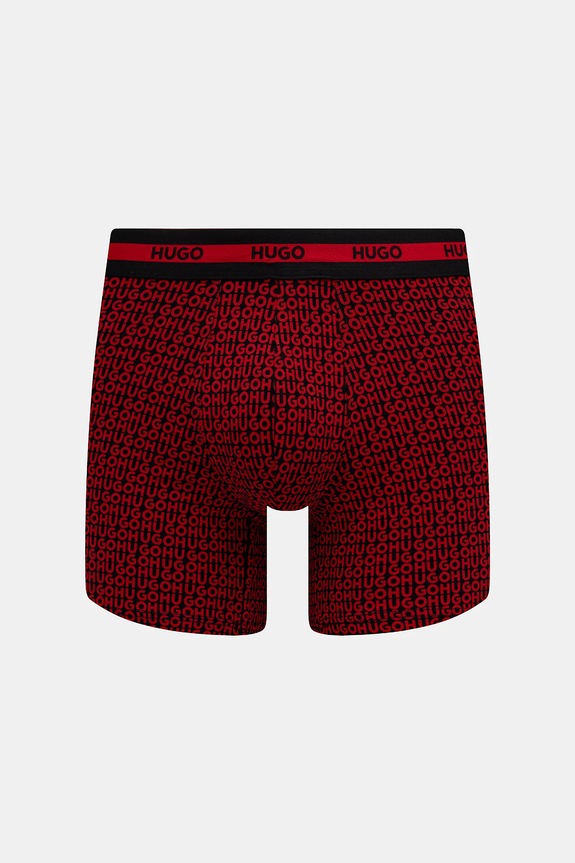 HUGO boxeri bărbați din bumbac cu elastan BOXER BR PLANET DES pachet de 3 negru 50545674