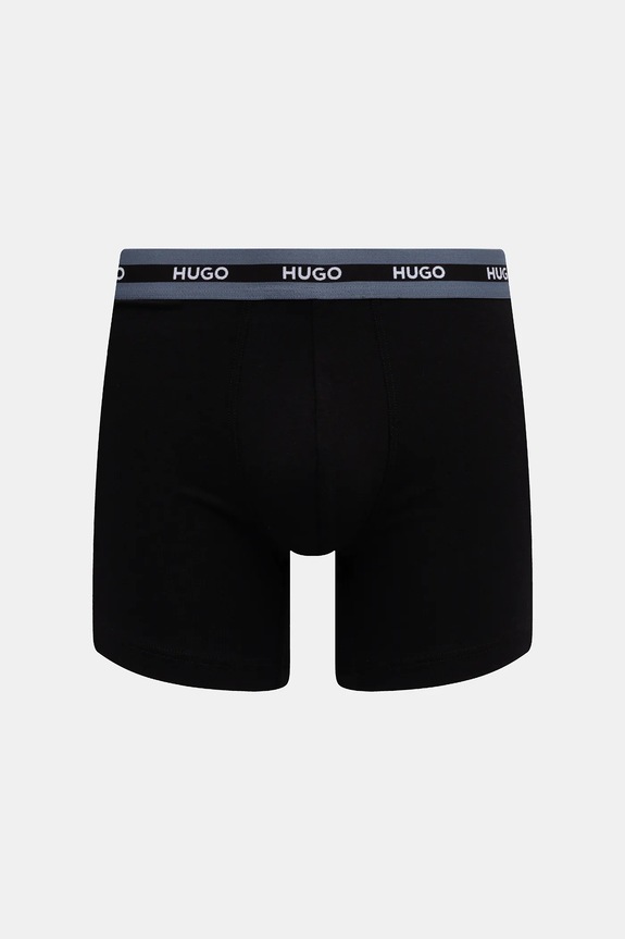 HUGO boxeri bărbați din bumbac cu elastan BOXER BR PLANET DES pachet de 3 negru 50545674