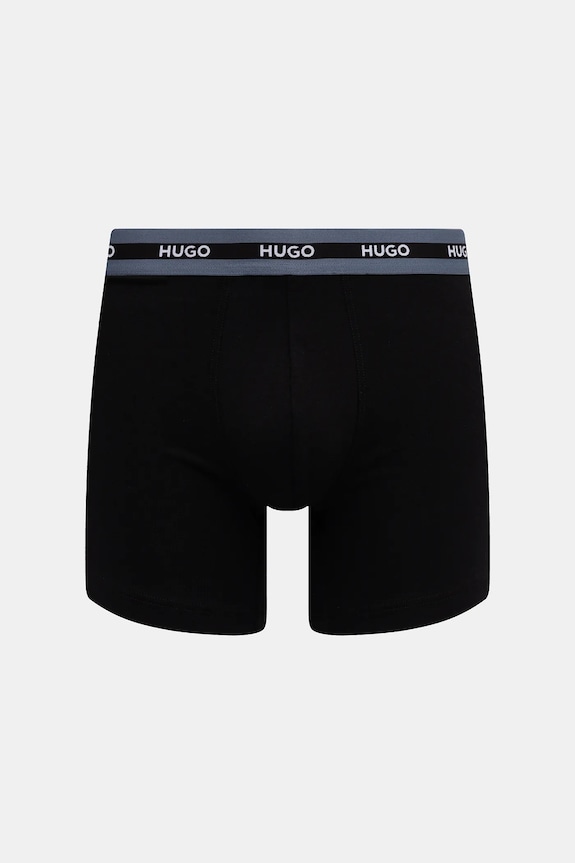 HUGO boxeri bărbați din bumbac cu elastan BOXER BR PLANET DES pachet de 3 negru 50545674